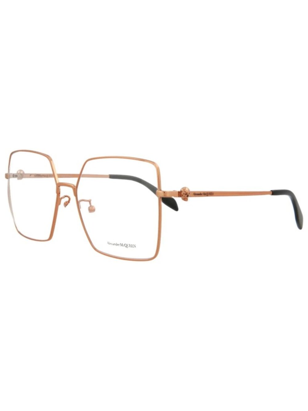 New Alexander McQueen Women's Eyeglasses Square Rectangle Metal Frame Nude Nude